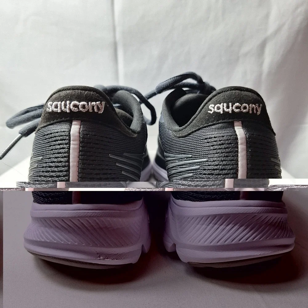 SAUCONY Ride 14 Running Sneaker Womens Sz 7 Black Charcoal Mesh Upper Athleisure